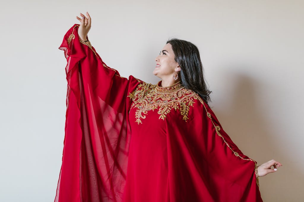 Woman in Red and Gold Sari